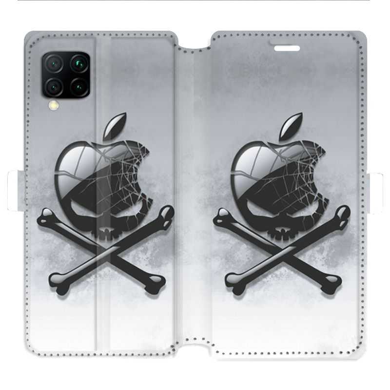 Housse cuir portefeuille pour Huawei P40 Lite Pomme Tete mort