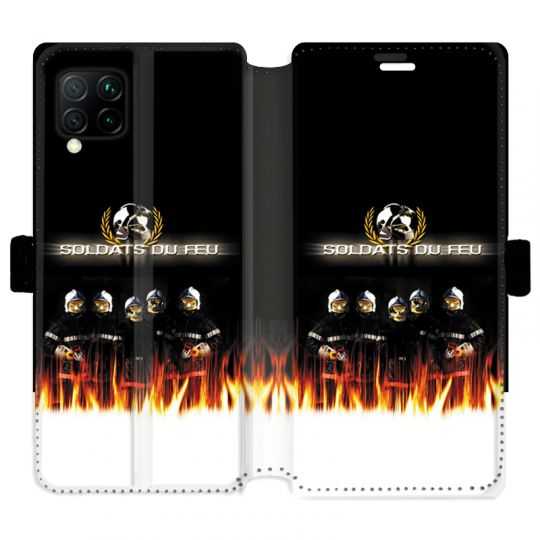 Housse cuir portefeuille pour Huawei P40 Lite pompier soldat