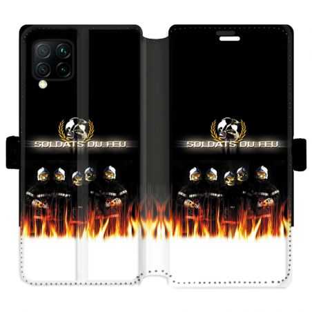 Housse cuir portefeuille pour Huawei P40 Lite pompier soldat