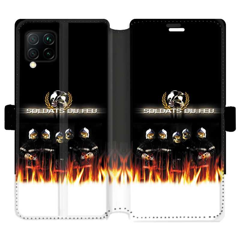 Housse cuir portefeuille pour Huawei P40 Lite pompier soldat