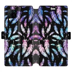 Housse cuir portefeuille pour Huawei P40 Lite Psychedelic Plume