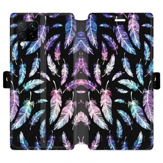 Housse cuir portefeuille pour Huawei P40 Lite Psychedelic Plume