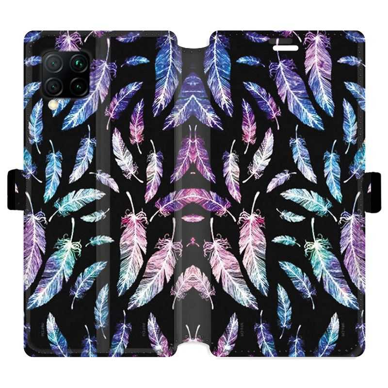 Housse cuir portefeuille pour Huawei P40 Lite Psychedelic Plume