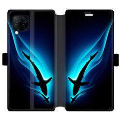 Housse cuir portefeuille pour Huawei P40 Lite Requin Noir