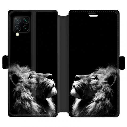 Housse cuir portefeuille pour Huawei P40 Lite roi lion