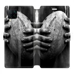 Housse cuir portefeuille pour Huawei P40 Lite Rugby ballon vintage