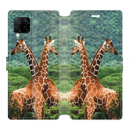 Housse cuir portefeuille pour Huawei P40 Lite savane Girafe Duo