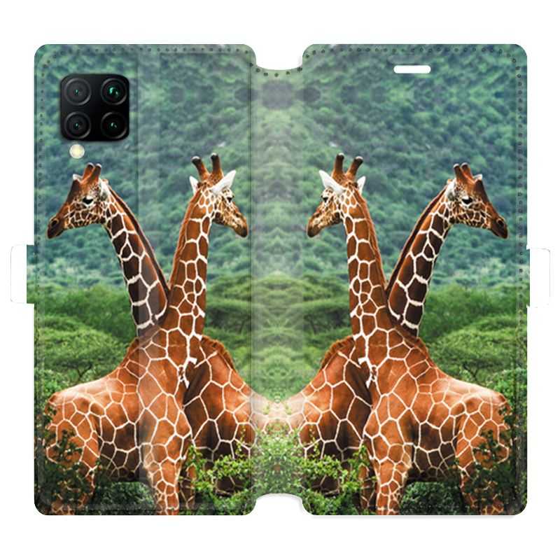 Housse cuir portefeuille pour Huawei P40 Lite savane Girafe Duo