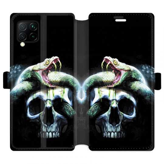 Housse cuir portefeuille pour Huawei P40 Lite serpent crane