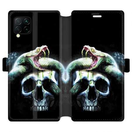 Housse cuir portefeuille pour Huawei P40 Lite serpent crane