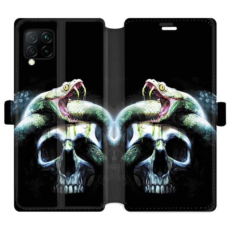 Housse cuir portefeuille pour Huawei P40 Lite serpent crane