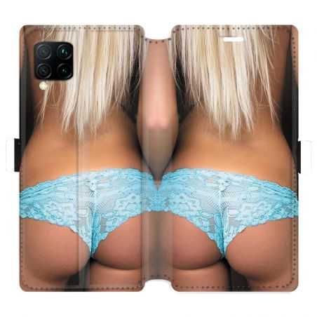 Housse cuir portefeuille pour Huawei P40 Lite Sexy tanga bleu
