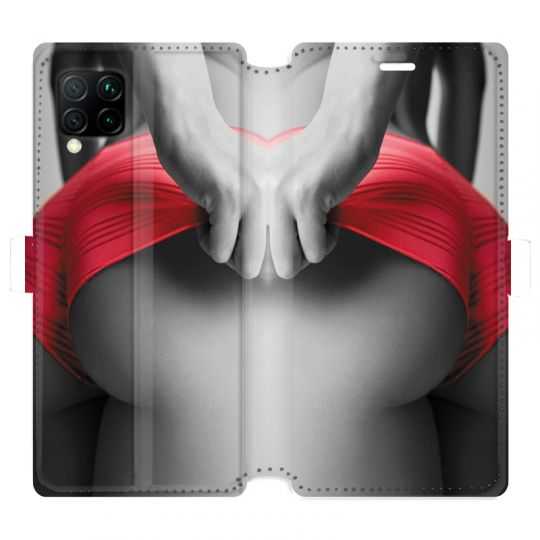 Housse cuir portefeuille pour Huawei P40 Lite Sexy tanga rouge