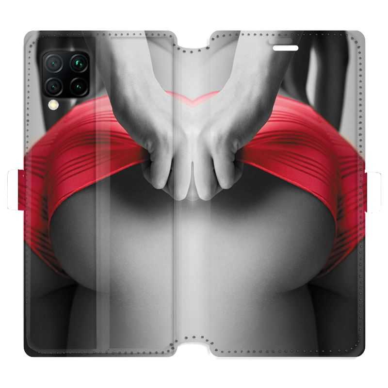 Housse cuir portefeuille pour Huawei P40 Lite Sexy tanga rouge
