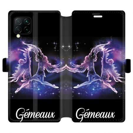Housse cuir portefeuille pour Huawei P40 Lite signe zodiaque 2 Gémeaux