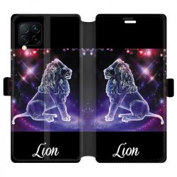 Housse cuir portefeuille pour Huawei P40 Lite signe zodiaque 2 Lion
