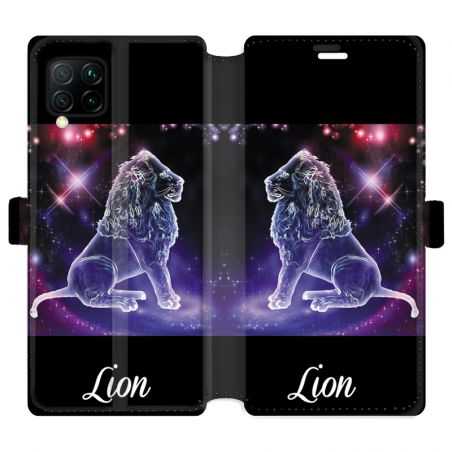 Housse cuir portefeuille pour Huawei P40 Lite signe zodiaque 2 Lion