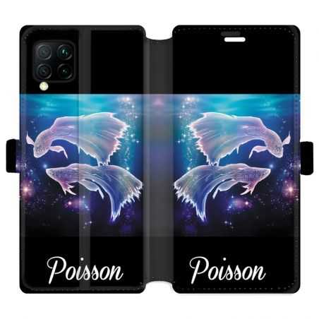 Housse cuir portefeuille pour Huawei P40 Lite signe zodiaque 2 Poisson