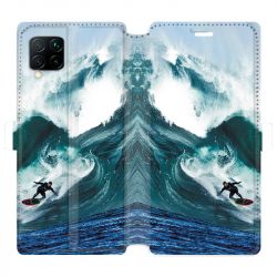 Housse cuir portefeuille pour Huawei P40 Lite Surf vague