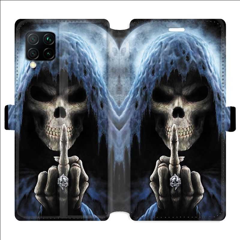 Housse cuir portefeuille pour Huawei P40 Lite tete de mort Doigt