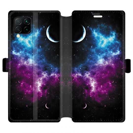 Housse cuir portefeuille pour Huawei P40 Lite Univers Bleu violet