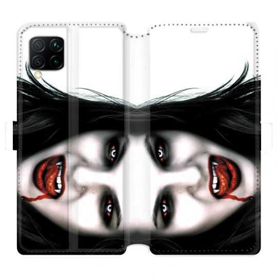 Housse cuir portefeuille pour Huawei P40 Lite Vampire blanc