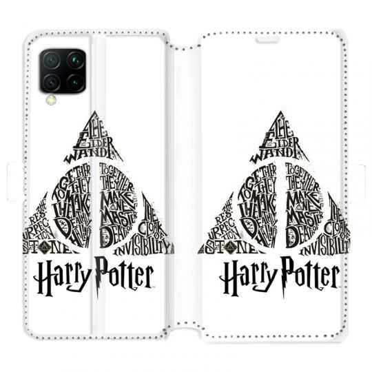 Housse cuir portefeuille pour Huawei P40 Lite WB License harry potter pattern triangle Blanc