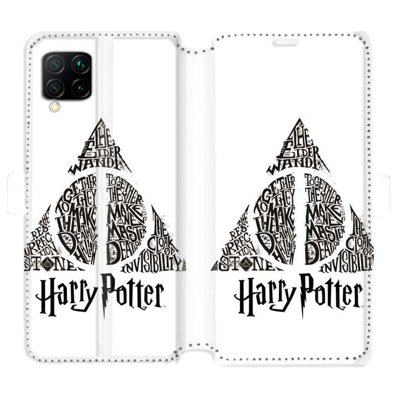 Housse cuir portefeuille pour Huawei P40 Lite WB License harry potter pattern triangle Blanc