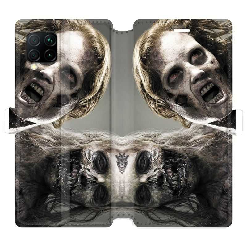 Housse cuir portefeuille pour Huawei P40 Lite Zombie blanc