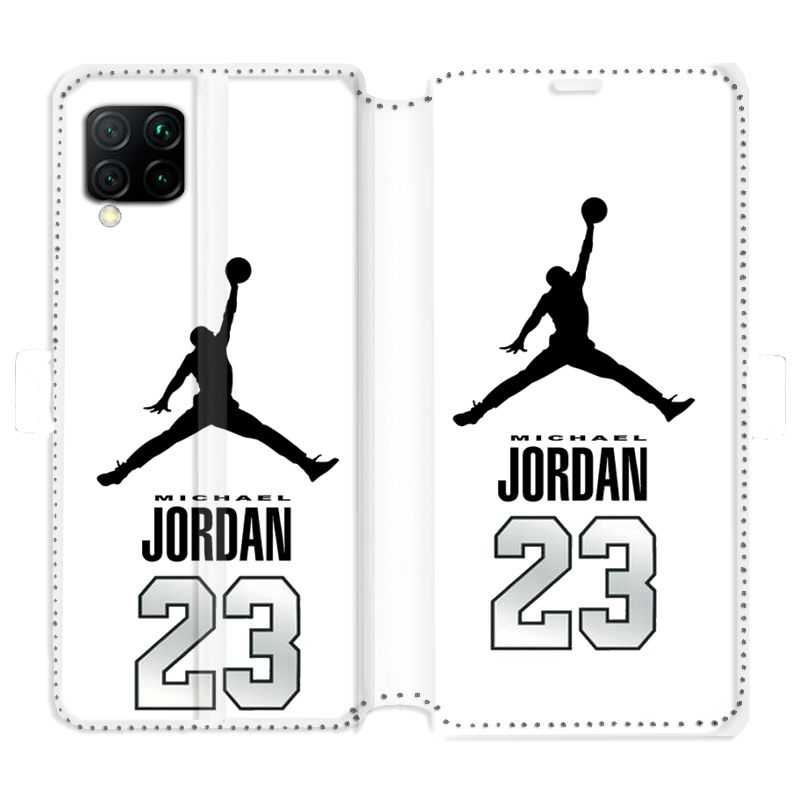 Housse cuir portefeuille pour Huawei P40 Lite Jordan 23 Blanc