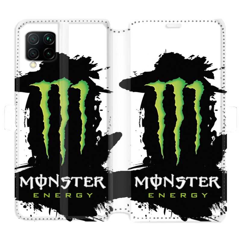Housse cuir portefeuille pour Huawei P40 Lite Monster Energy tache