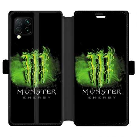Housse cuir portefeuille pour Huawei P40 Lite Monster Energy Vert
