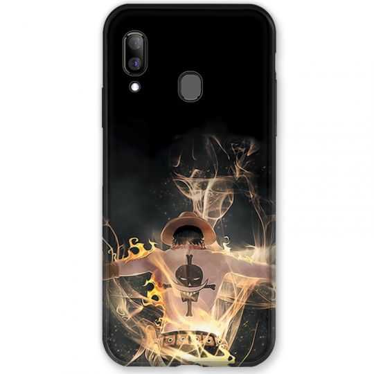 Coque pour Samsung Galaxy A20e Manga One Piece Ace noir