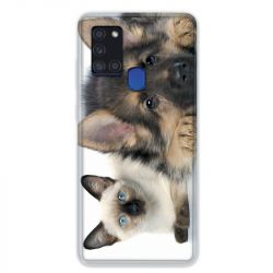 Coque pour Samsung Galaxy A21S Chien vs Chat