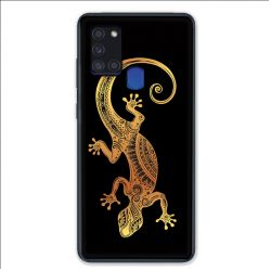 Coque pour Samsung Galaxy A21S Animaux Maori Lezard Noir