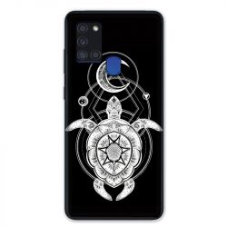 Coque pour Samsung Galaxy A21S Animaux Maori Tortue Noir