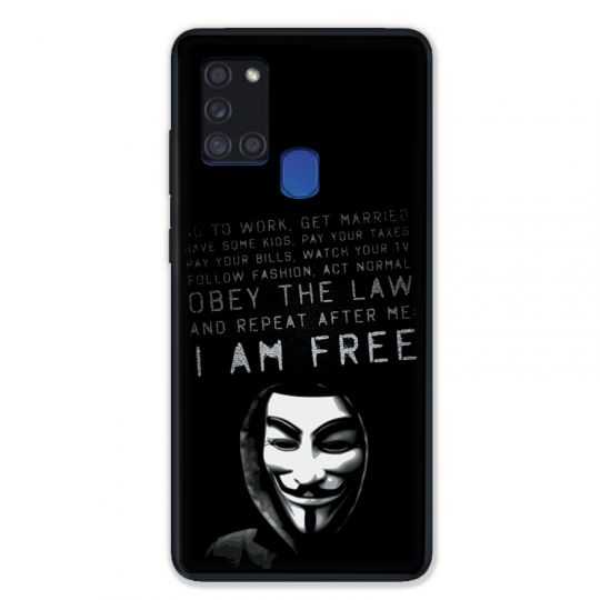 Coque pour Samsung Galaxy A21S Anonymous I am free