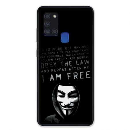 Coque pour Samsung Galaxy A21S Anonymous I am free