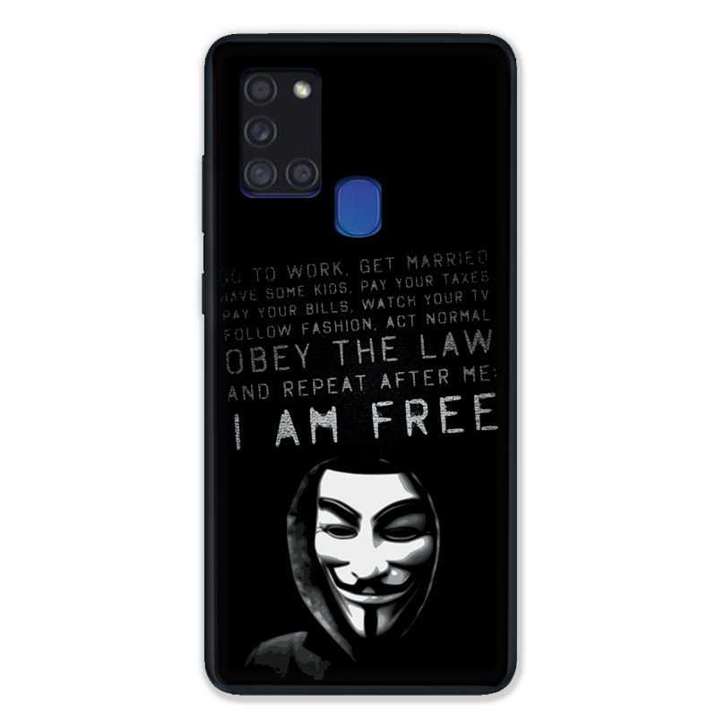 Coque pour Samsung Galaxy A21S Anonymous I am free