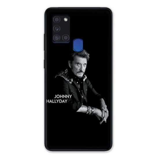 Coque pour Samsung Galaxy A21S Johnny Hallyday Noir