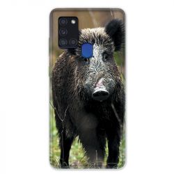 Coque pour Samsung Galaxy A21S Chasse Sanglier bois
