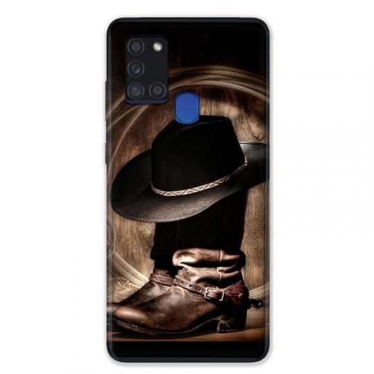 Coque pour Samsung Galaxy A21S Cow Boy Chapeau