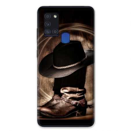 Coque pour Samsung Galaxy A21S Cow Boy Chapeau