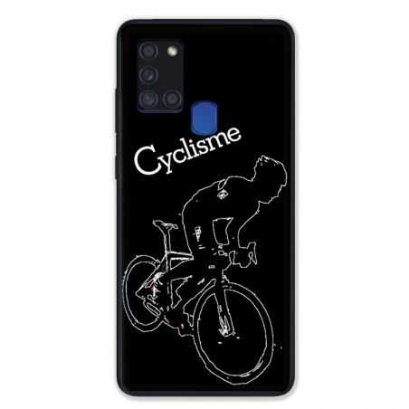 Coque pour Samsung Galaxy A21S Cyclisme Ombre Blanche