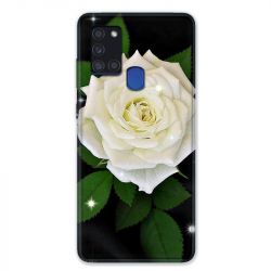 Coque pour Samsung Galaxy A21S Fleur Rose Blanche