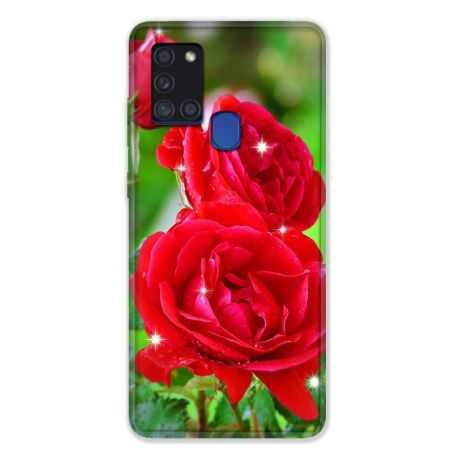 Coque pour Samsung Galaxy A21S Fleur Rose Rouge