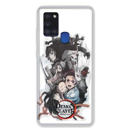 Coque pour Samsung Galaxy A21S Manga Demon Slayer Blanc