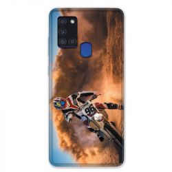 Coque pour Samsung Galaxy A21S Moto Cross Blanc