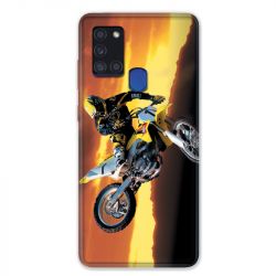 Coque pour Samsung Galaxy A21S Moto Cross Noir
