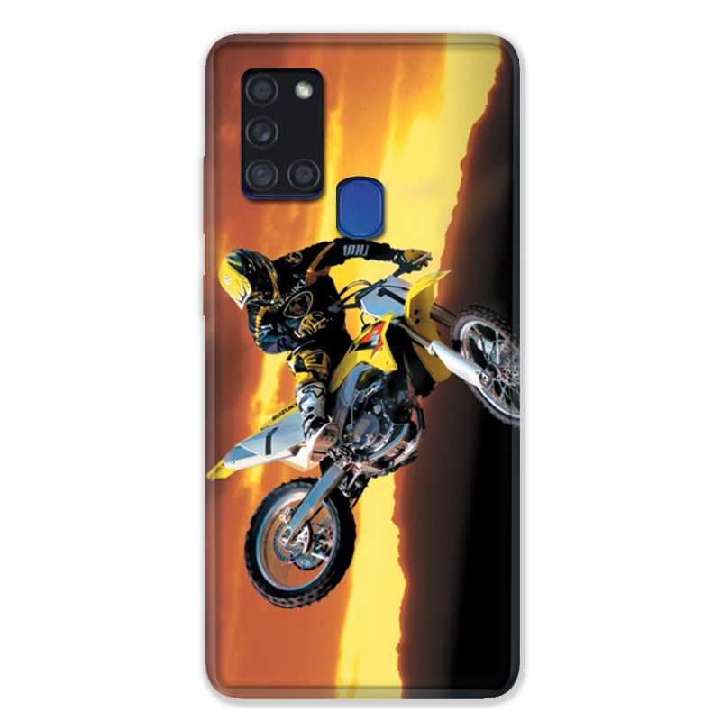 Coque pour Samsung Galaxy A21S Moto Cross Noir
